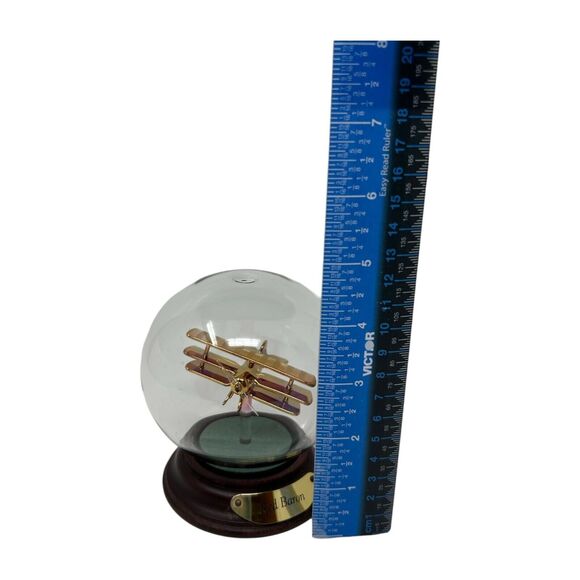 Vintage Mayflower Glass Sculpture Red Baron Airplane Globe Dome 4.5" Tall Decor - Picture 16 of 16